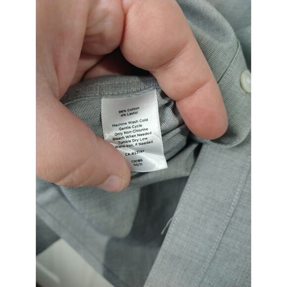 Talbots Woman 10 Shirt fitted Grey V Neck Collared Button Prof Core Long Sleeve - Picture 6 of 8